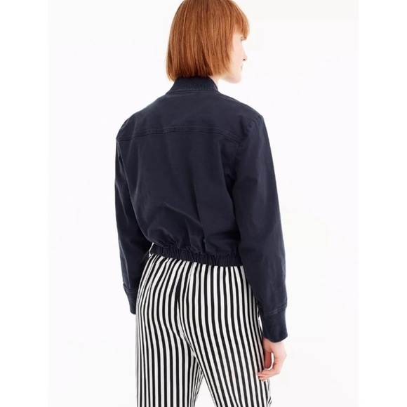 J Crew Women's Garment Dyed Cotton‎ Bomber Jacket, Deep Navy - Size L - Picture 2 of 11